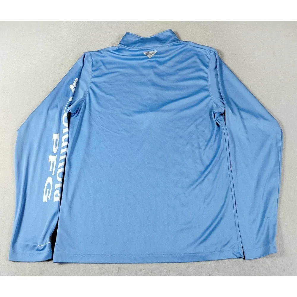Columbia PFG Omni-Shade Shirt Mens Small Blue Quarter Zip Fishing UPF Sun